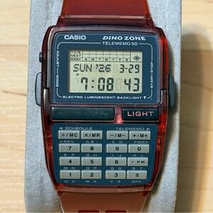 Casio DBC-63 Dino Zone Calculator Telememo Red Men's Digital Watch 1276 DBC63